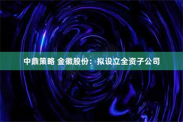 中鼎策略 金徽股份：拟设立全资子公司